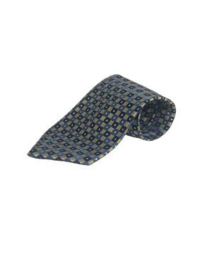 Geoffrey Beene Silk Tie Mens Blue Tan Geometric Dress‎ Up